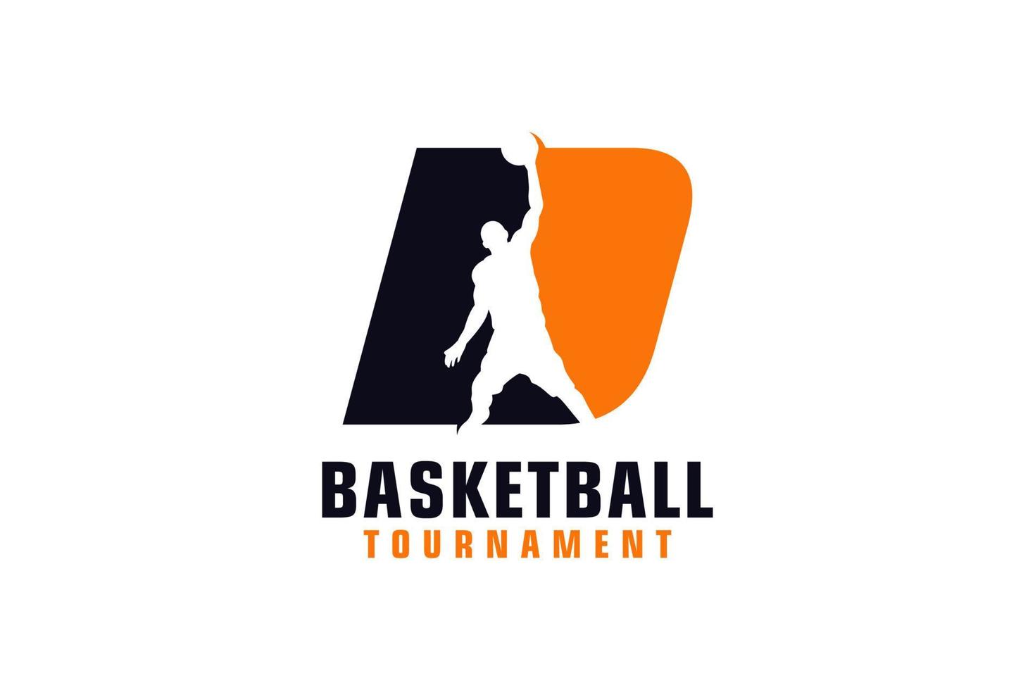 letra d con diseño de logo de baloncesto. elementos de plantilla de diseño vectorial para equipo deportivo o identidad corporativa. vector