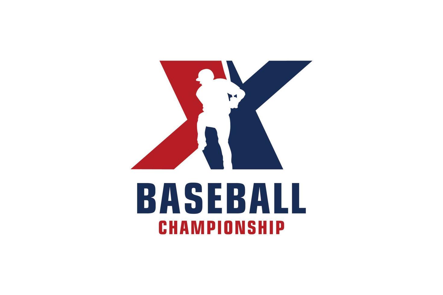 letra x con diseño de logotipo de béisbol. elementos de plantilla de diseño vectorial para equipo deportivo o identidad corporativa. vector
