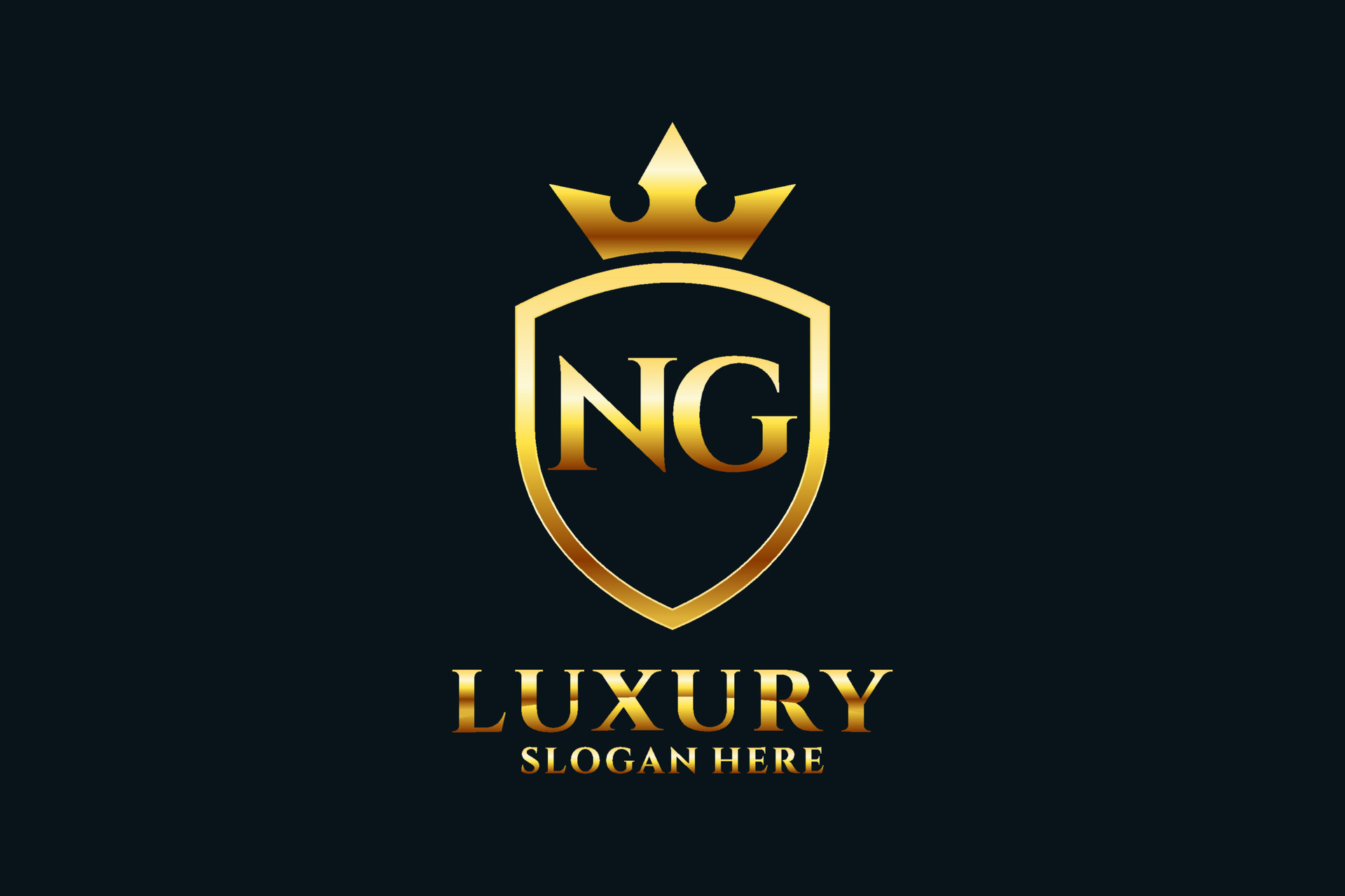 initial NG elegant luxury monogram logo or badge template with scrolls ...