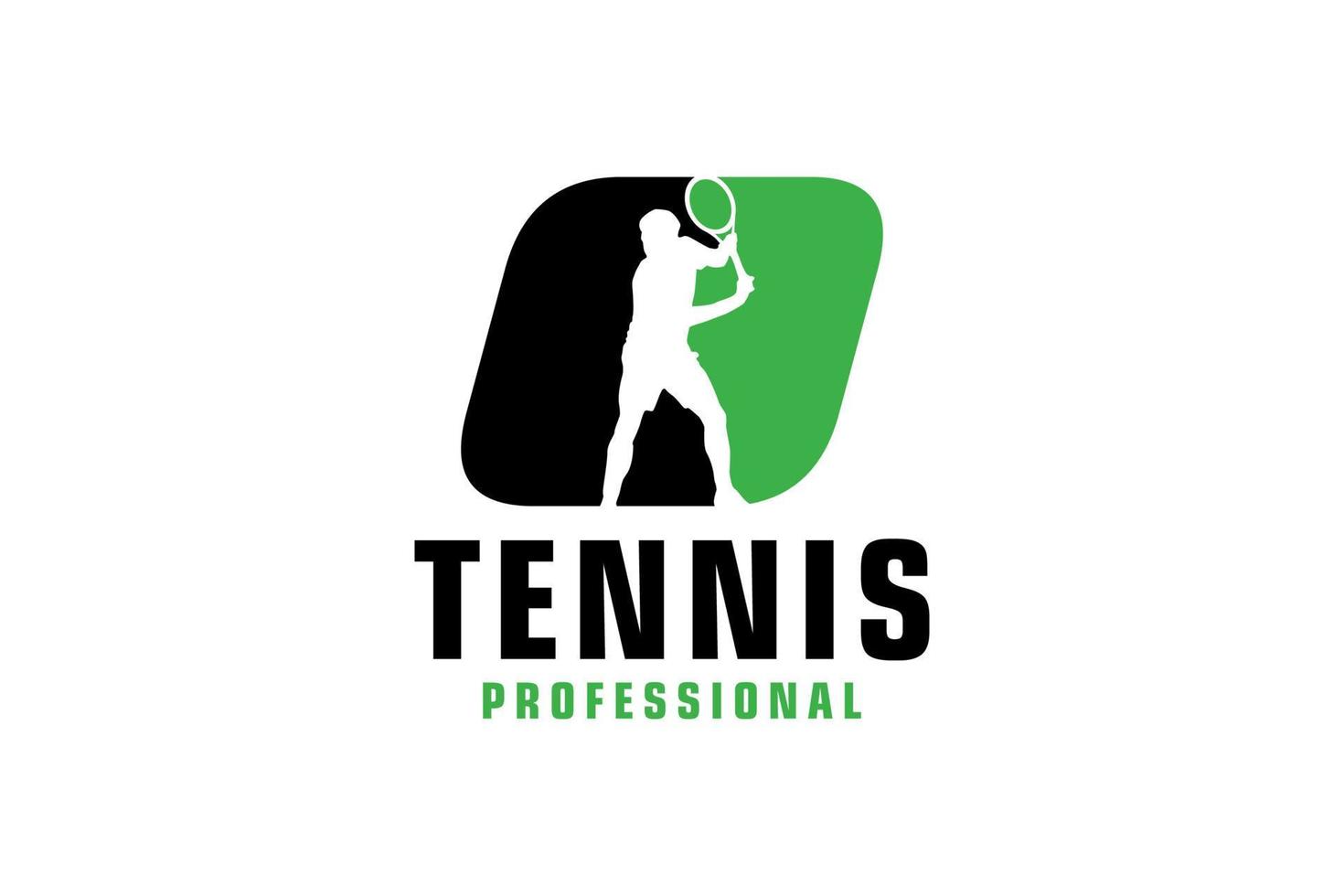 Letter O with Tennis player silhouette Logo Design. Vector Design Template Elements for Sport Team or Corporate Identity.