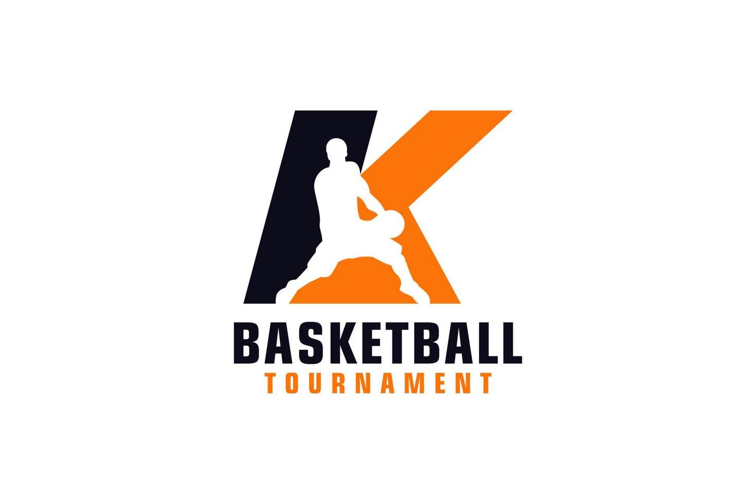 letra k con diseño de logotipo de baloncesto. elementos de plantilla de diseño vectorial para equipo deportivo o identidad corporativa. vector