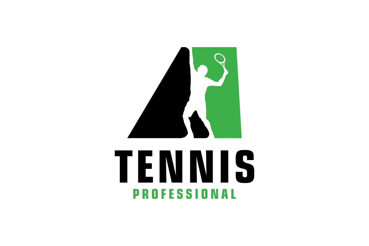 Letter A with Tennis player silhouette Logo Design. Vector Design Template Elements for Sport Team or Corporate Identity.