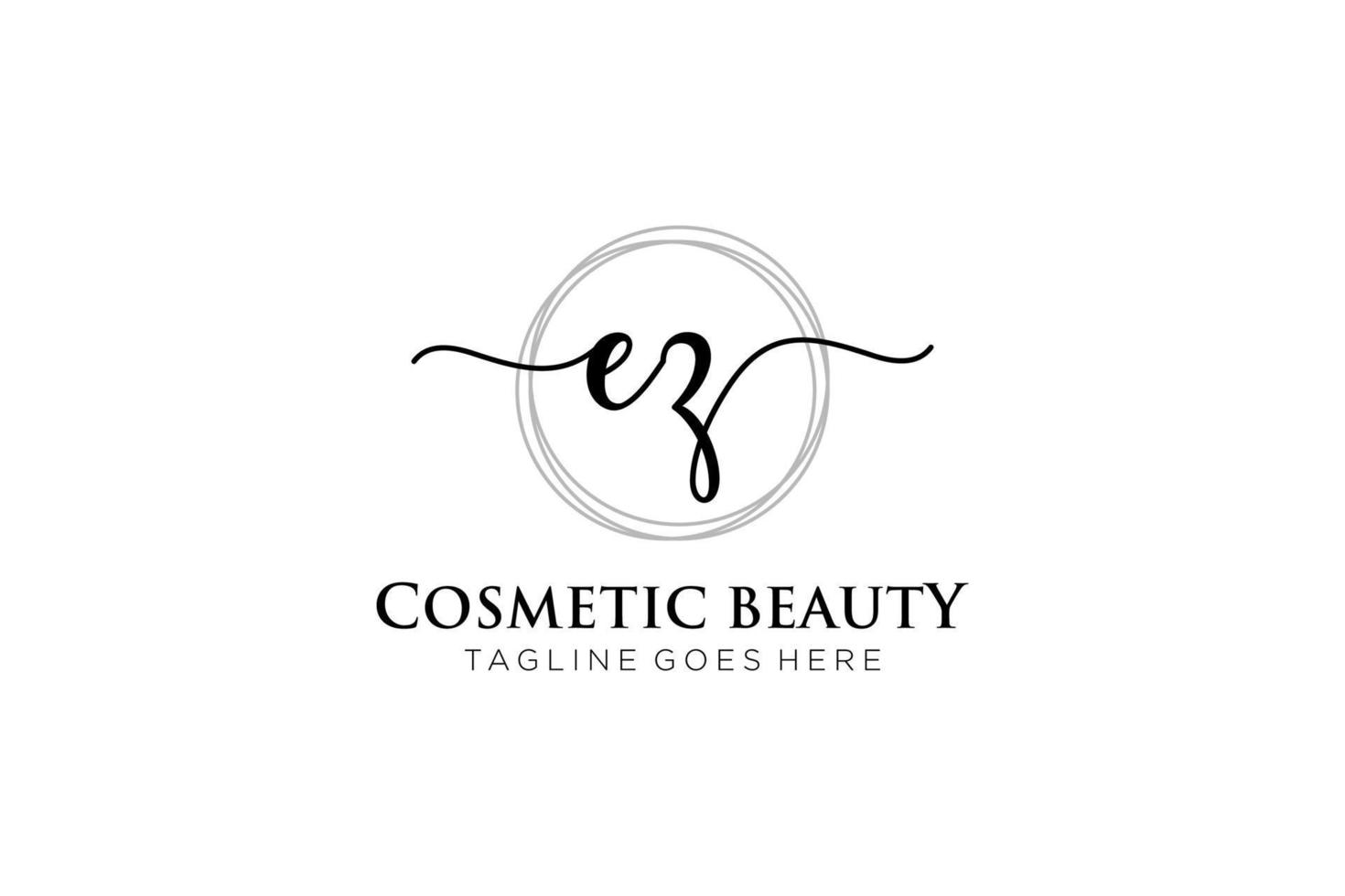 initial EZ Feminine logo beauty monogram and elegant logo design, handwriting logo of initial signature, wedding, fashion, floral and botanical with creative template. vector