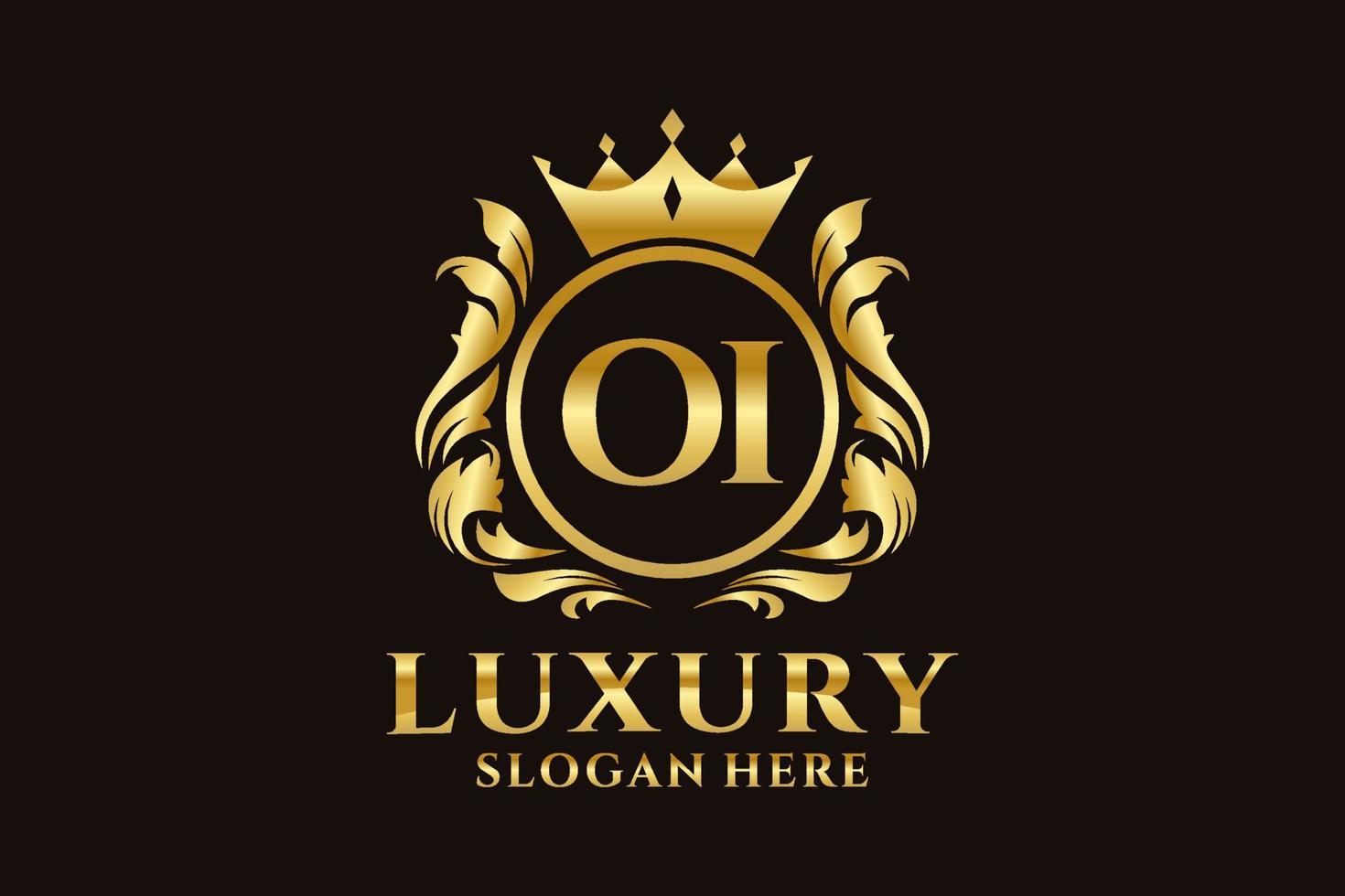 Initial OI Letter Royal Luxury Logo template in vector art for luxurious branding projects and other vector illustration.