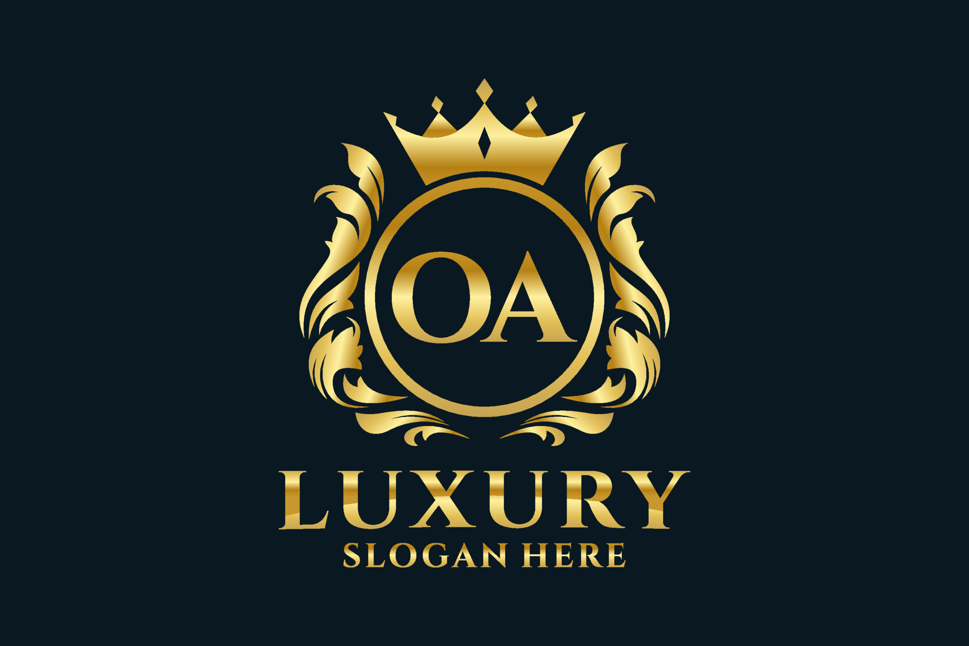 Initial OA Letter Royal Luxury Logo template in vector art for