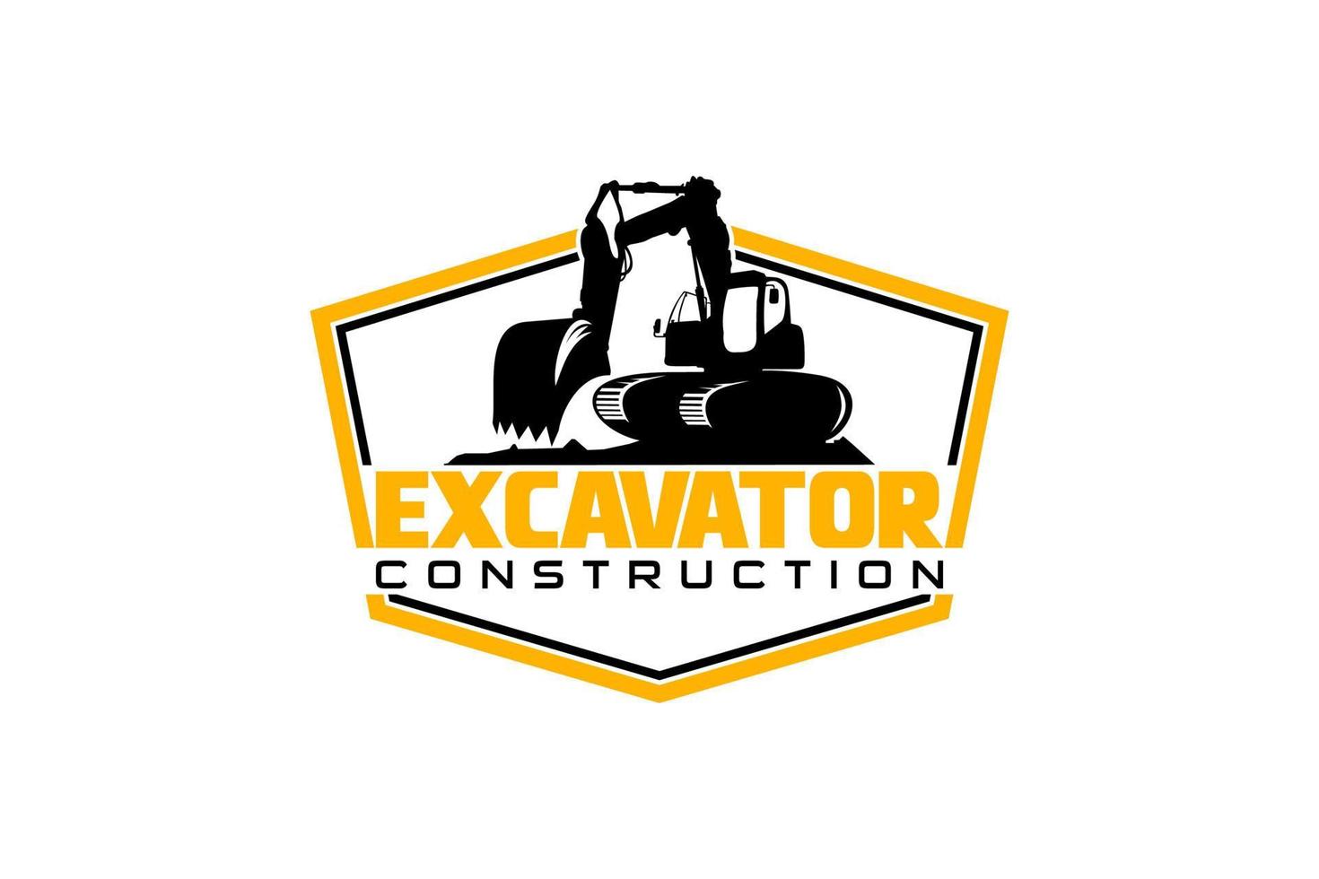 Excavator logo template vector. Heavy equipment logo vector for construction company. Creative excavator illustration for logo template.