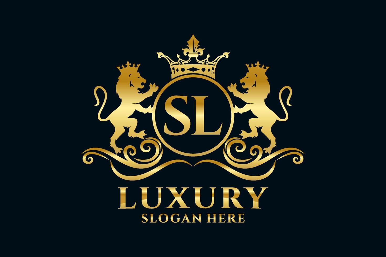 Initial SL Letter Lion Royal Luxury Logo template in vector art for luxurious branding projects and other vector illustration.