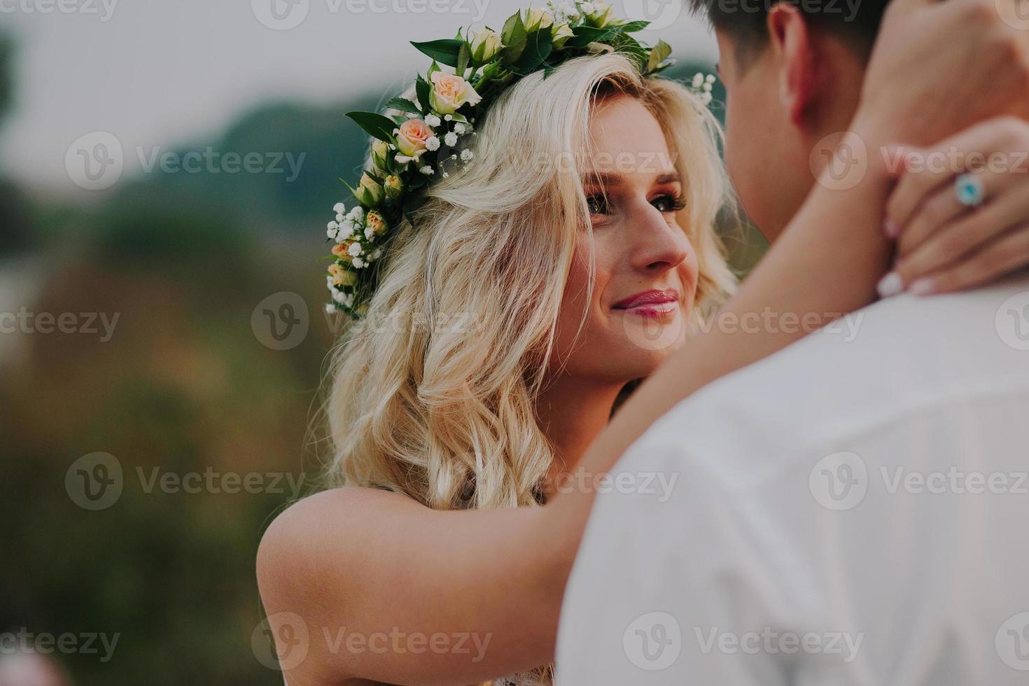Wedding couple on the nature photo