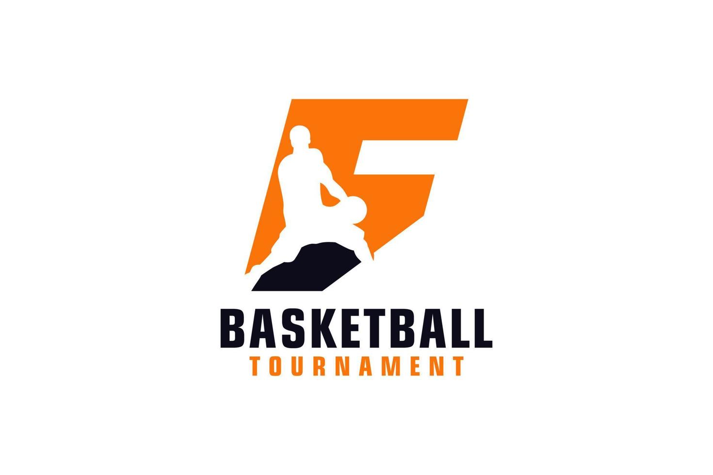 Letter F with Basketball Logo Design. Vector Design Template Elements for Sport Team or Corporate Identity.