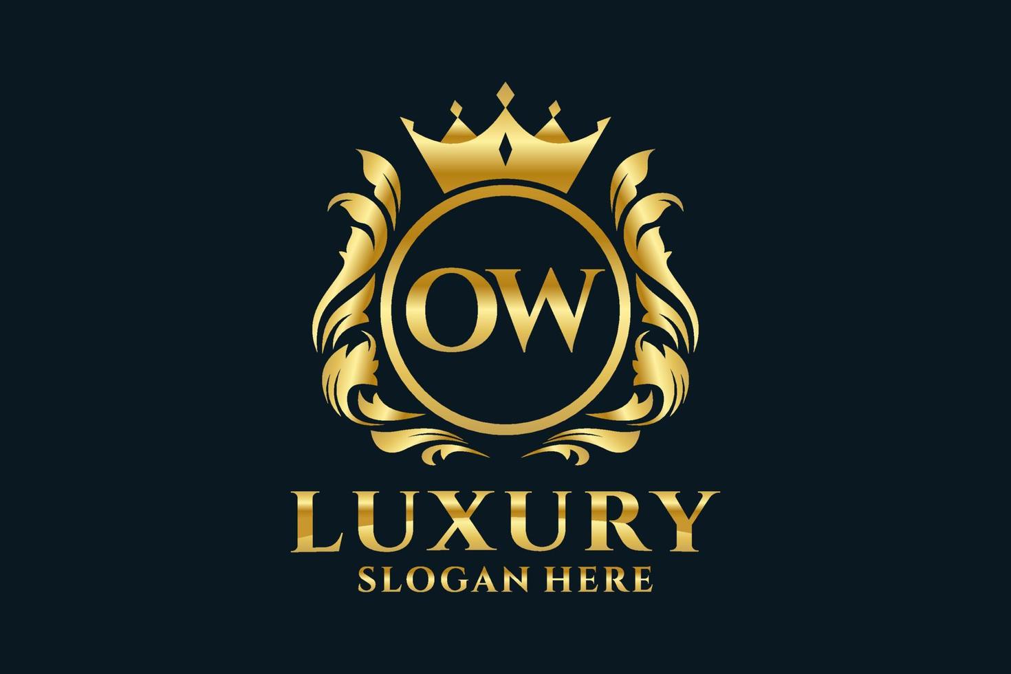 Initial OW Letter Royal Luxury Logo template in vector art for luxurious branding projects and other vector illustration.