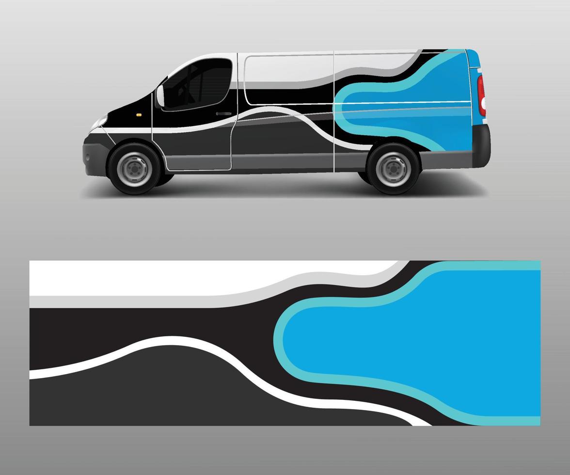 Cargo van decal with green wave shapes , truck and car wrap vector, Graphic abstract stripe designs for wrap branding vehicle vector