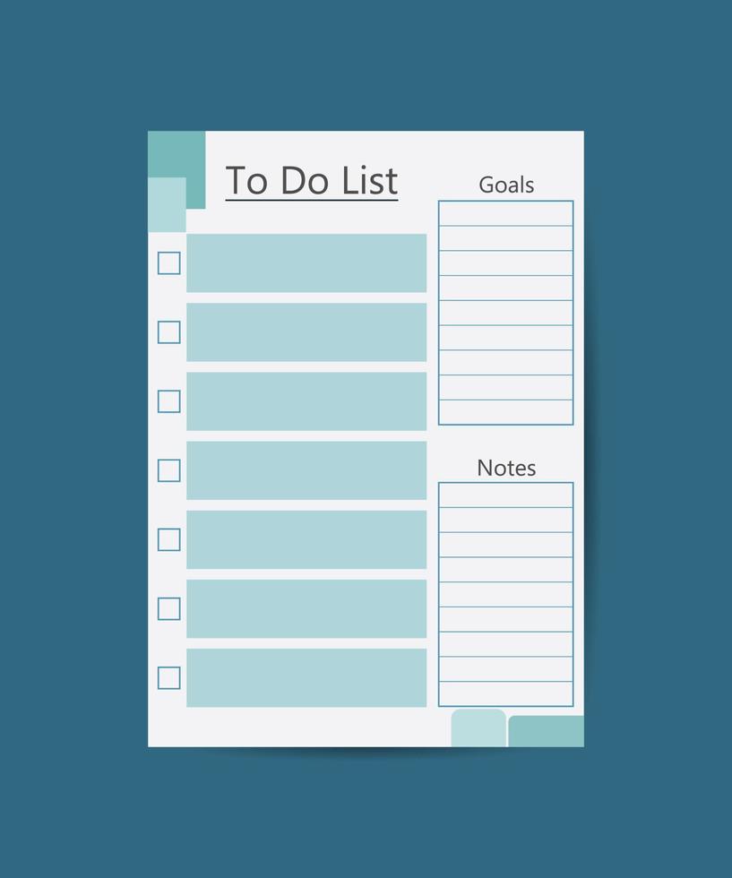 Page template set for diary planner. To-do lists, checklists, notes. Flat vector illustration isolated on a white background