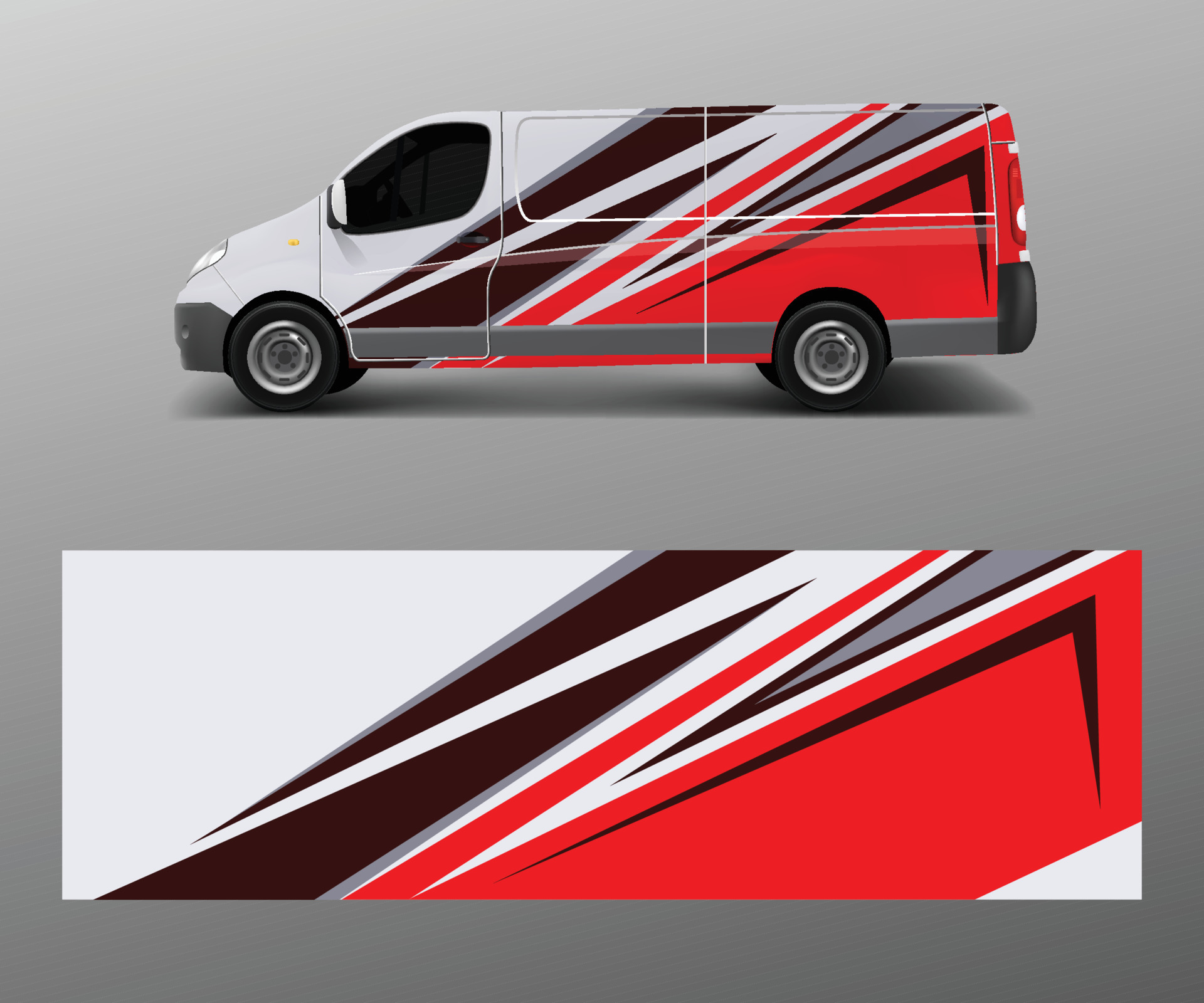 Van Wrap design template vector with wave shapes, decal, wrap, and Van Wrap design template vector with wave shapes, decal, wrap, and