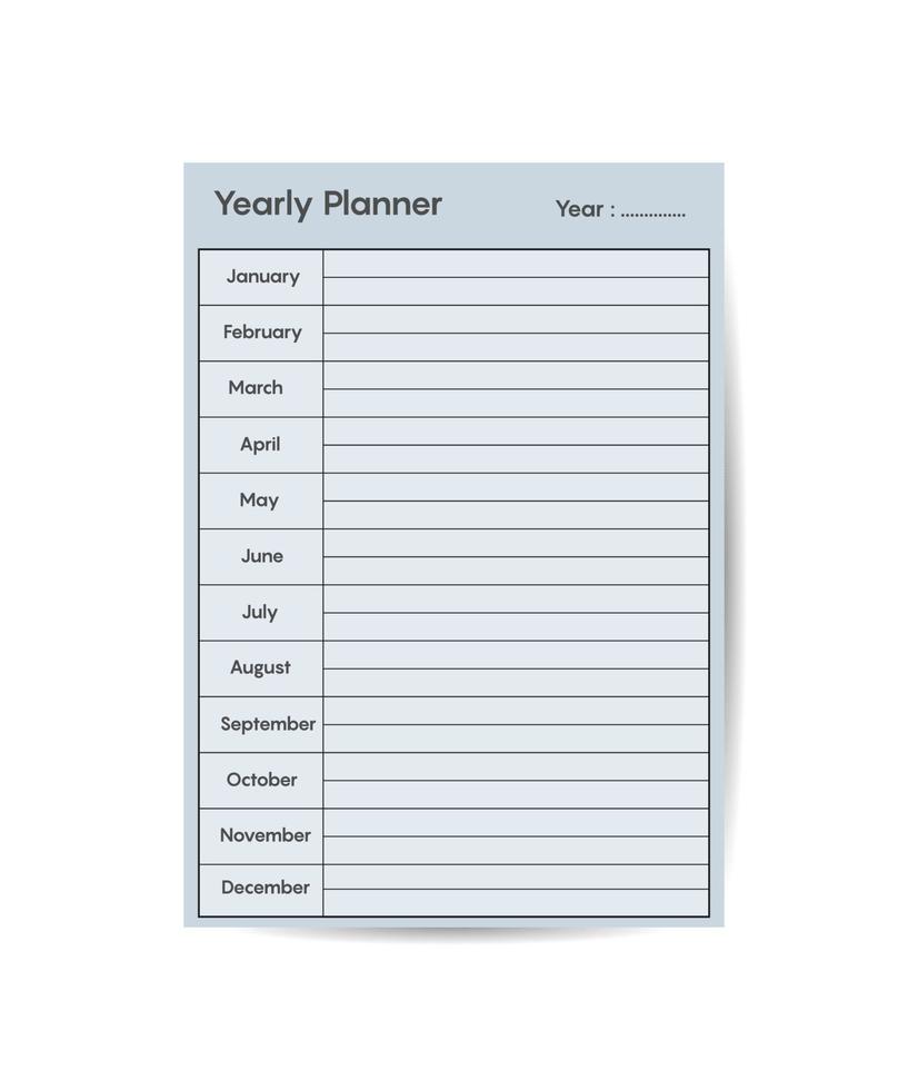 yearly planner template minimalist planners Business organizer page vector design