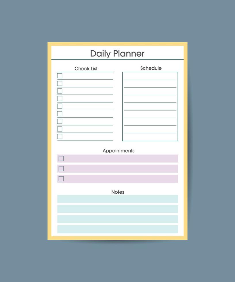 Daily Routine planner template. Clear and simple printable to do list. Business organizer page. Paper sheet. Realistic vector illustration.