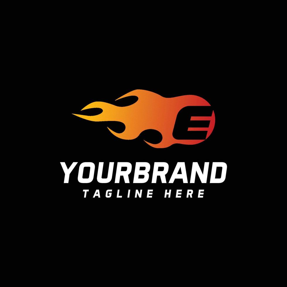 diseño del logotipo de la llama de la letra e. vector de concepto de letras de logotipo de fuego.