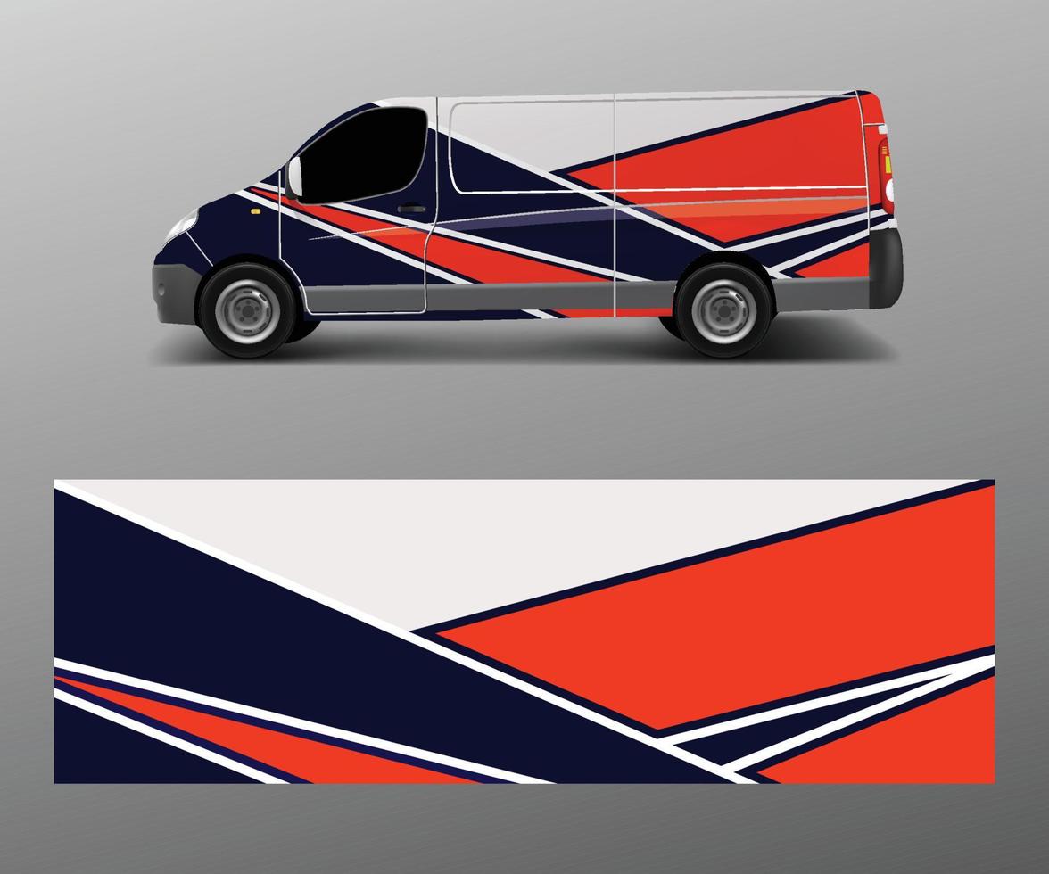 Cargo van decal with green wave shapes , truck and car wrap vector, Graphic abstract stripe designs for wrap branding vehicle vector