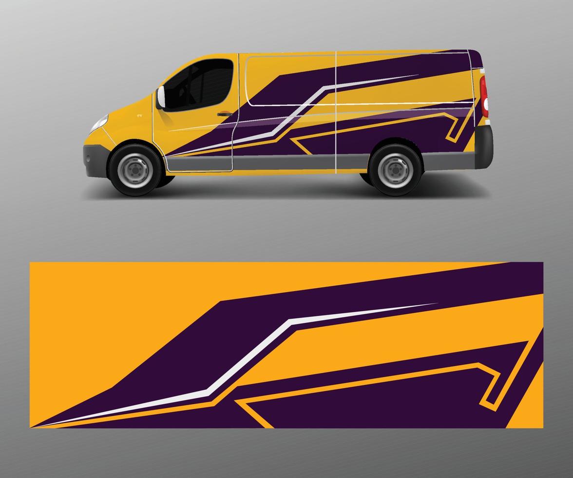 Cargo van decal with green wave shapes , truck and car wrap vector, Graphic abstract stripe designs for wrap branding vehicle vector