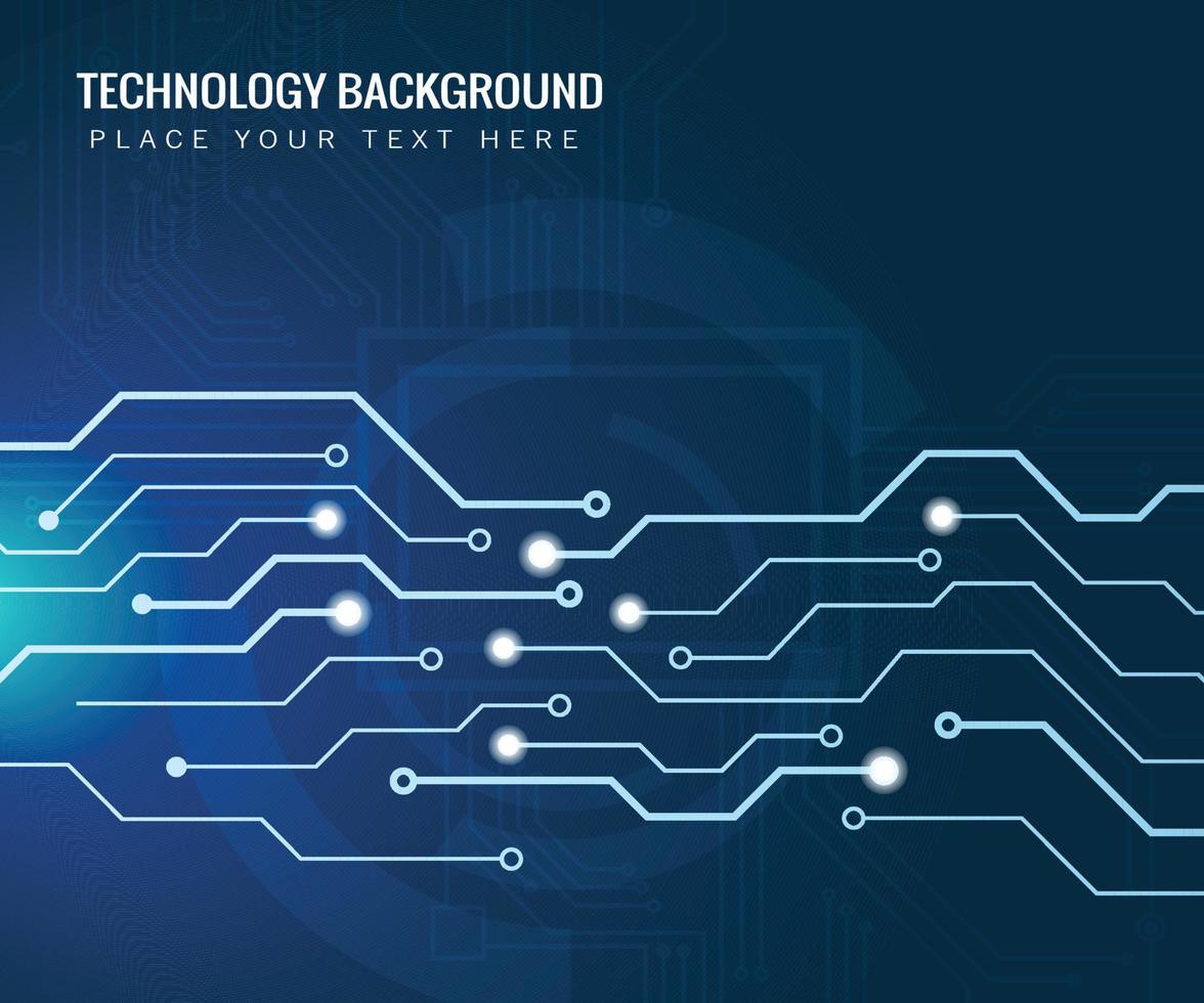 Dark blue vector motherboard background with circuit board electronic elements.