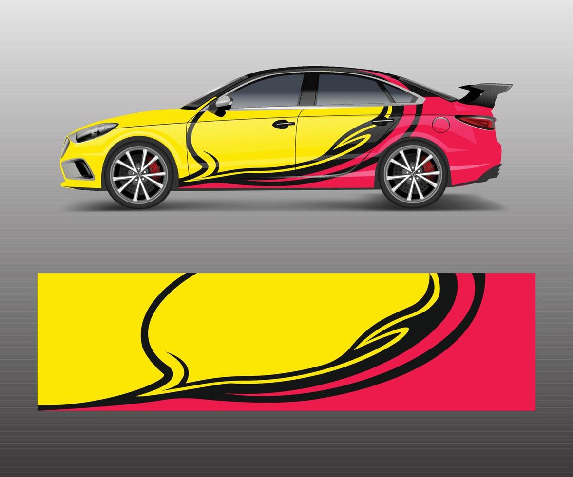 Car decal graphic vector wrap vinyl sticker. Graphic abstract wave shape designs for branding, race and drift car template design vector
