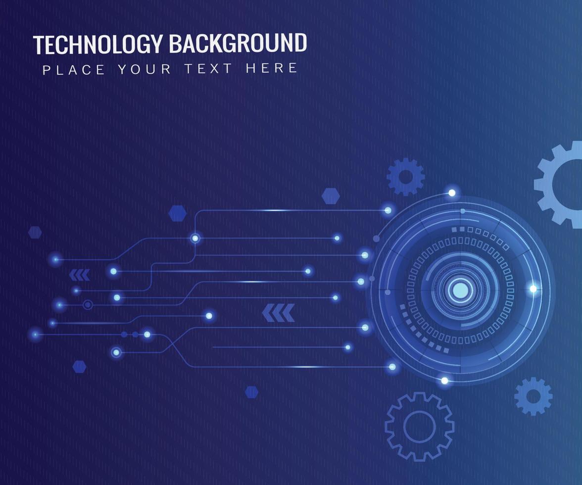 Dark blue futuristic and technology background, cyber concept innovation, line arrow gear element, vector illustration