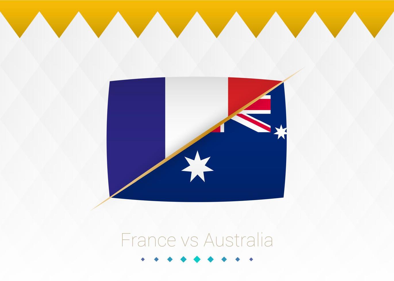 National football team France vs Australia. Soccer 2022 match versus icon. vector