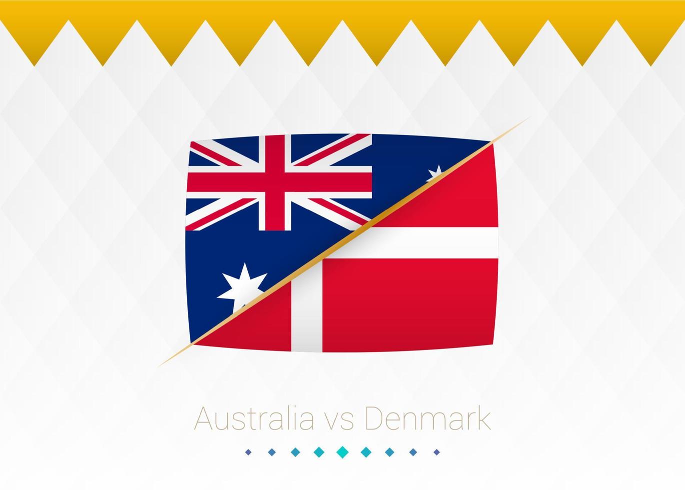 National football team Australia vs Denmark. Soccer 2022 match versus icon. vector