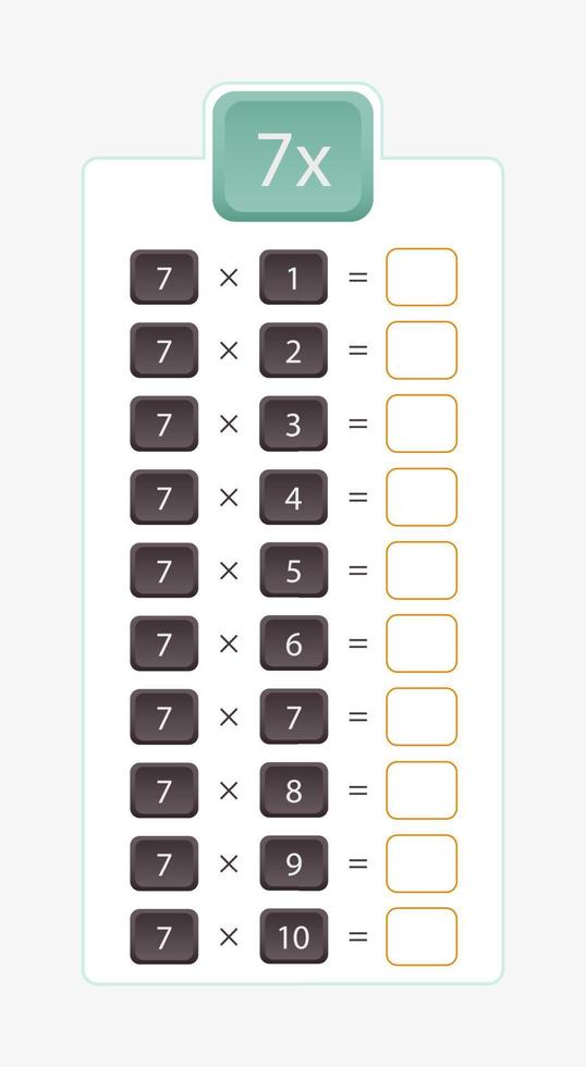 7x multiplication for practice, multiplication table without answers