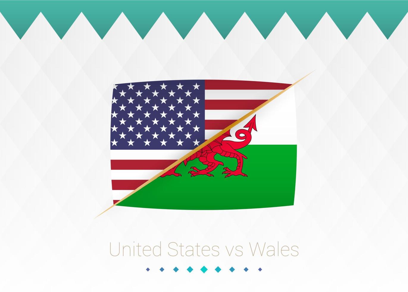 National football team United States vs Wales. Soccer 2022 match versus icon. vector