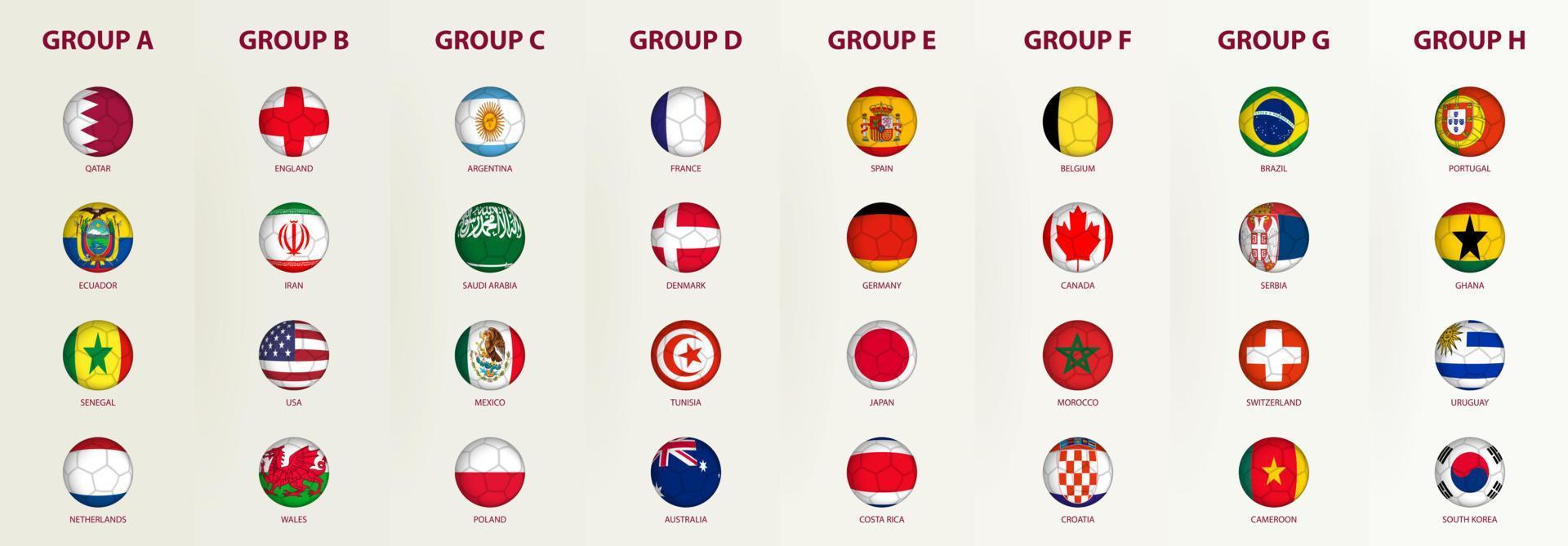 Football 2022 tournament flag set, flags in the style of a soccer ball. vector