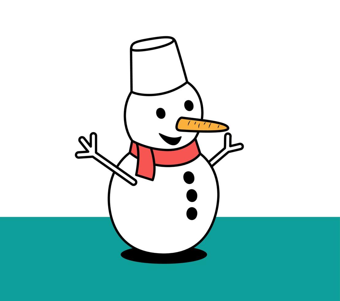 Christmas snowman line icon on white background. isolated Snowman icon flat style. Merry christmas Cute happy snow man vector illustration.