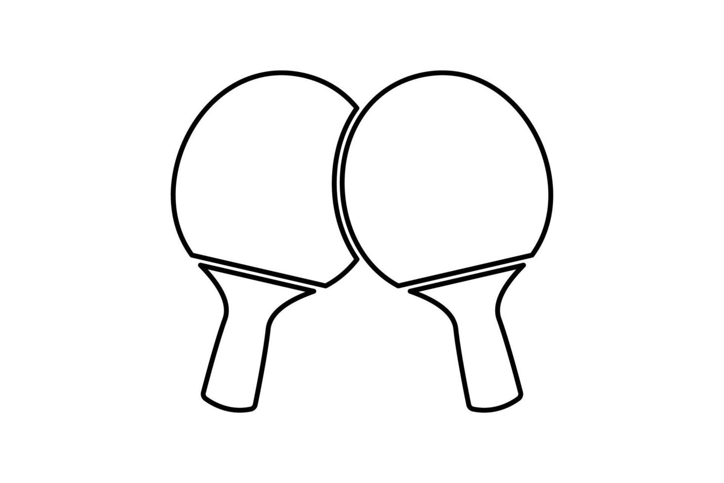 icono de la raqueta de ping pong. dos raquetas de ping pong cruzadas. icono de línea blanca y negra de tenis de mesa vector