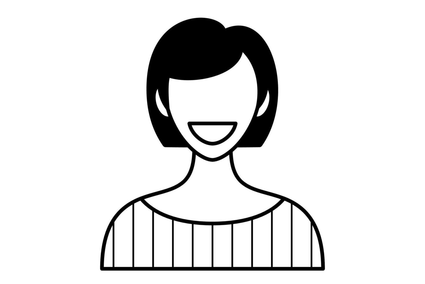 sonrisa mujer cara avatar vector ilustración. la cara de una niña feliz. avatar de una joven riendo. retrato. ilustración plana vectorial