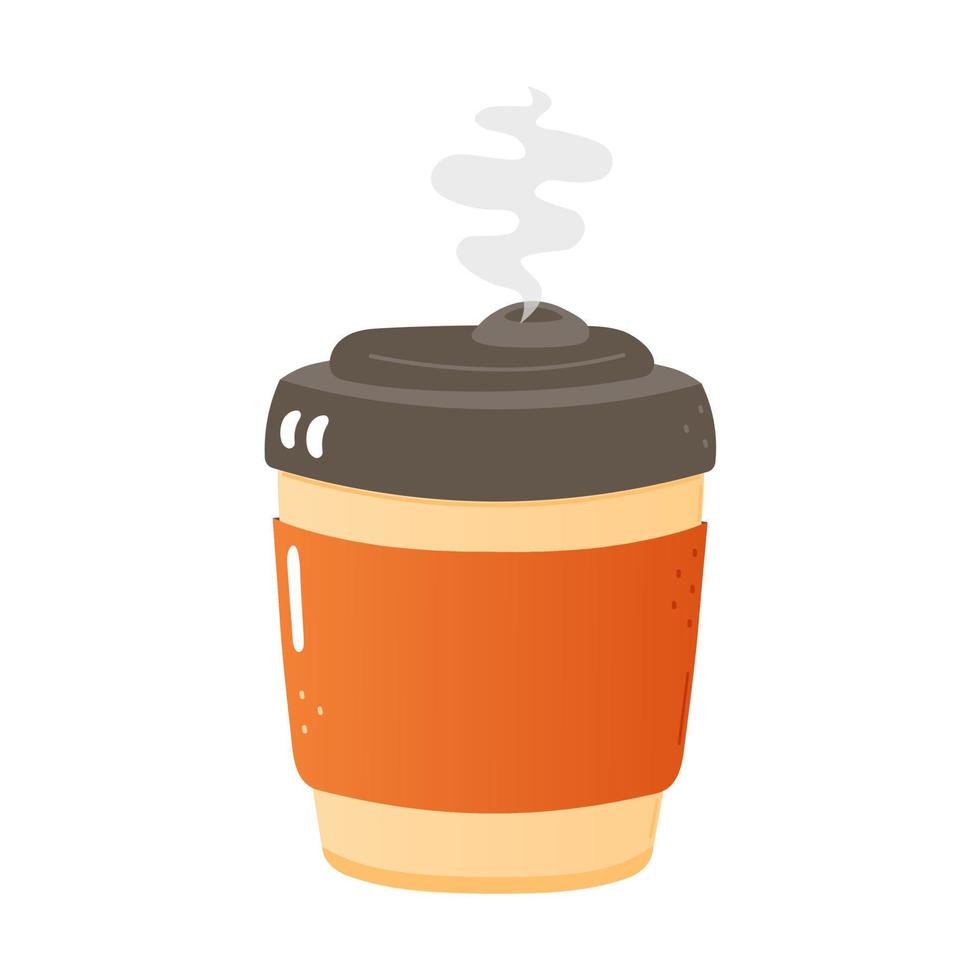 Linda taza divertida de café agitando el personaje de la mano. icono de ilustración de personaje kawaii de dibujos animados dibujados a mano vectorial. aislado sobre fondo blanco. concepto de personaje de taza de café vector