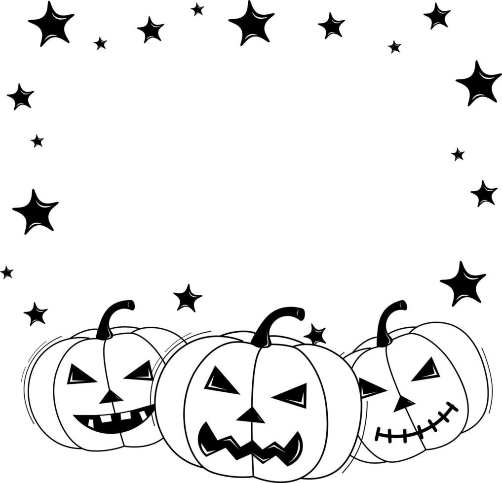 halloween background with pumpkins and stars vector