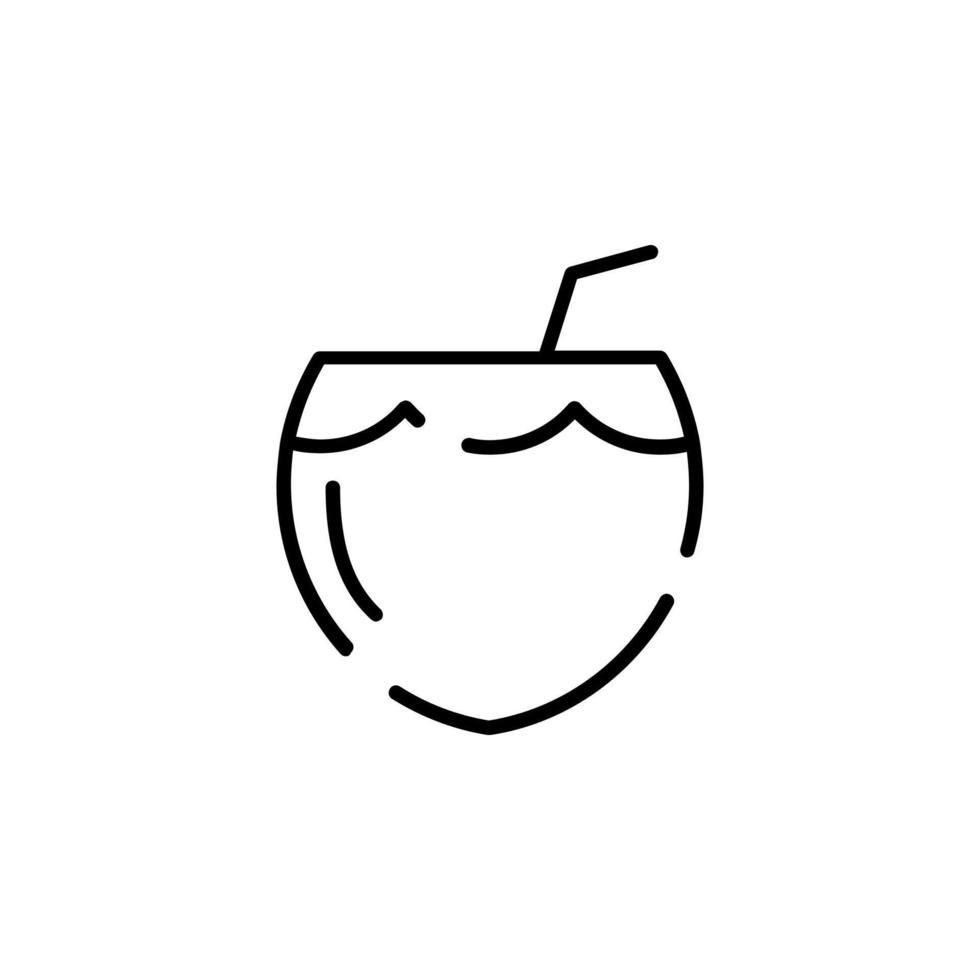 Coconut Drink, Juice Dotted Line Icon Vector Illustration Logo Template. Suitable For Many Purposes.