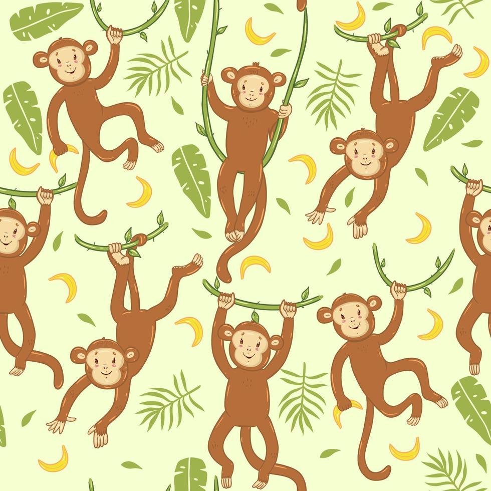 Seamless pattern with cute monkeys .Vector graphic vector