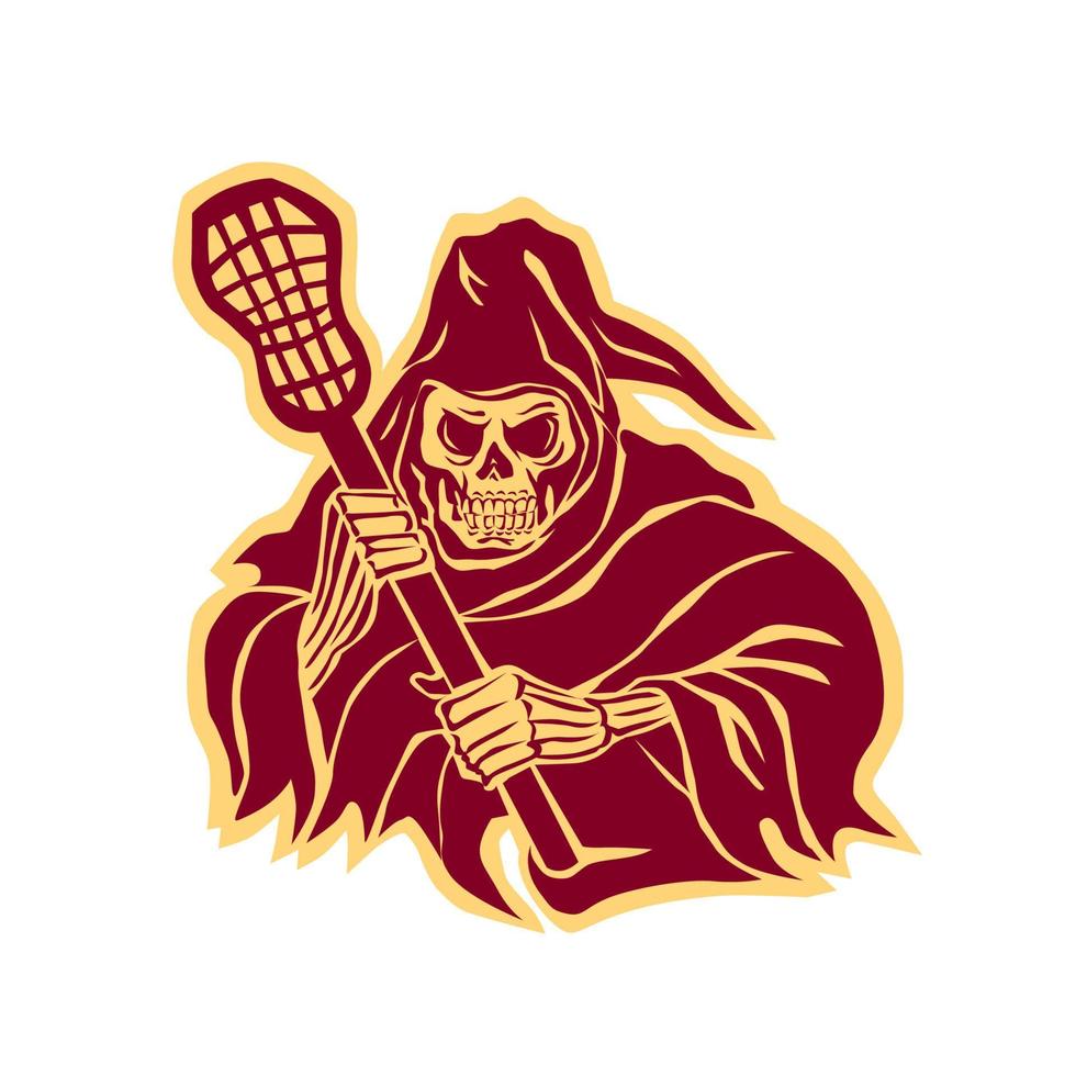 Grim Reaper Lacrosse Defense Pole Retro vector