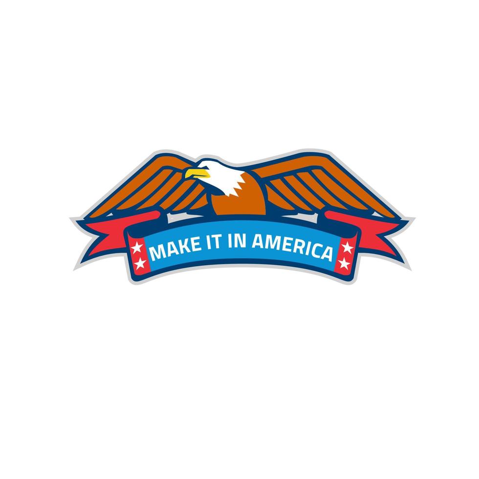 Make It In America Banner Eagle Retro vector