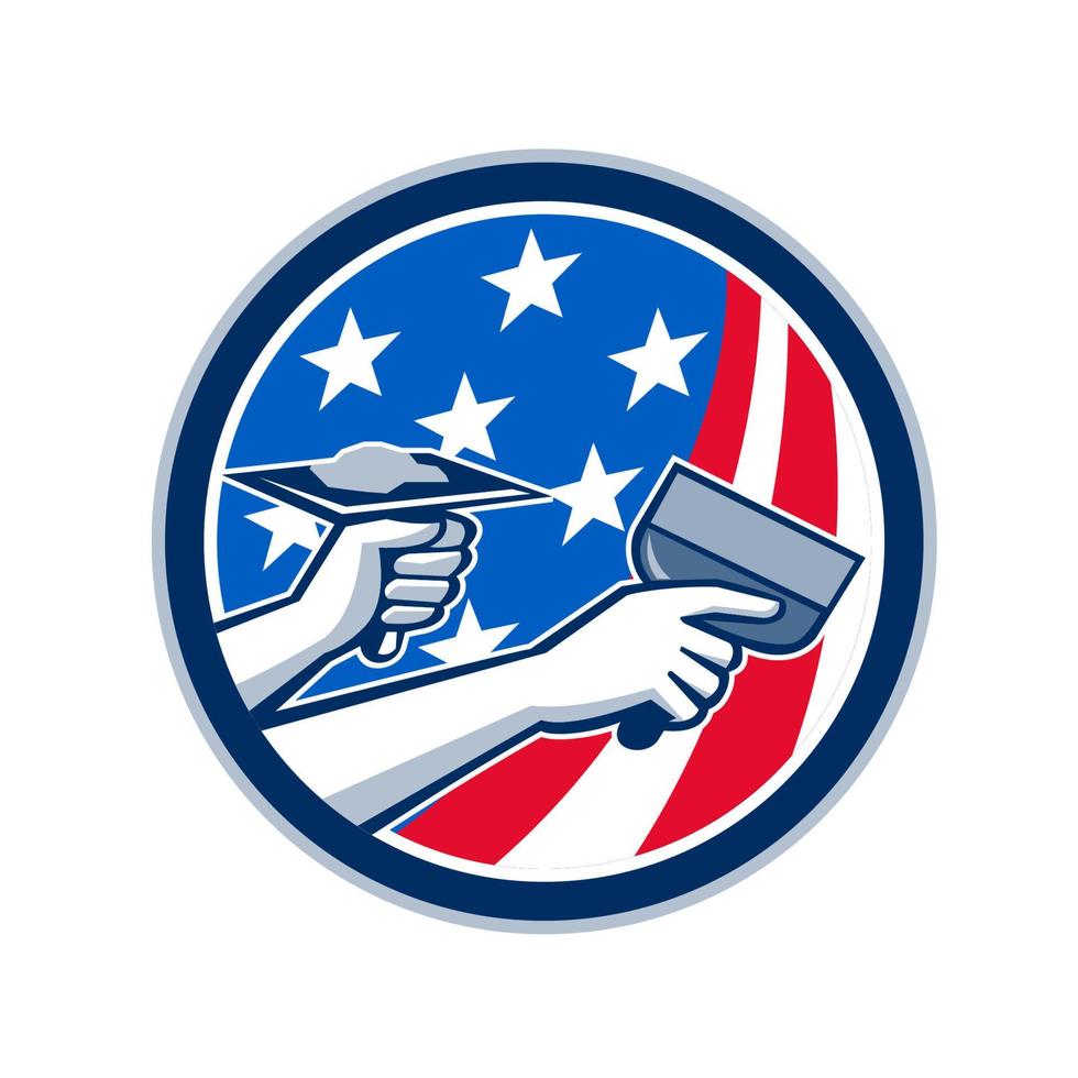 American Drywall Repair Service Flag Circle Retro vector