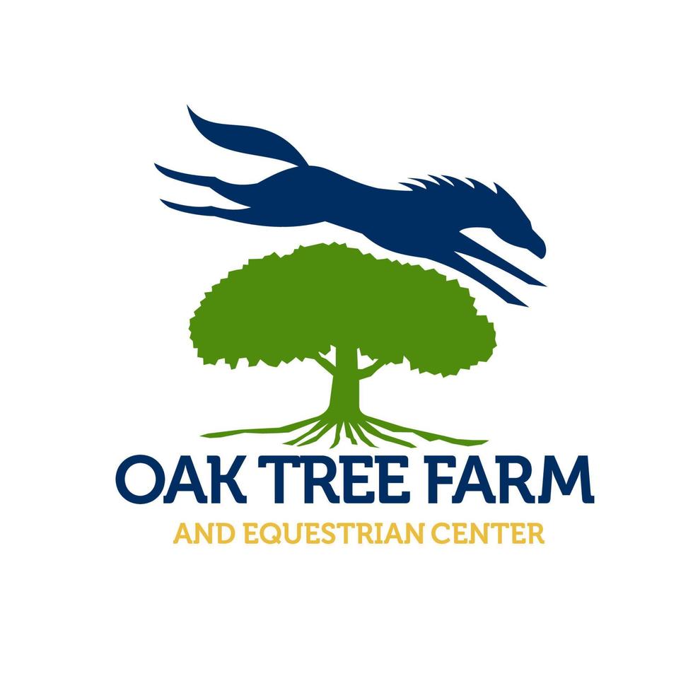 Horse Jumping Over Oak Tree Retro vector