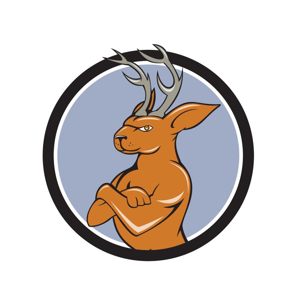 Jackalope Arms Crossed Circle Cartoon vector