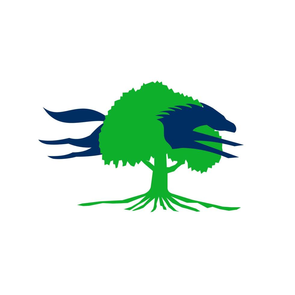 Horse Jumping Through Oak Tree Retro vector