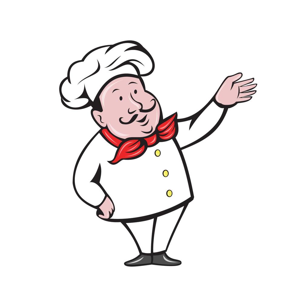 French Chef Welcome Greeting Cartoon vector