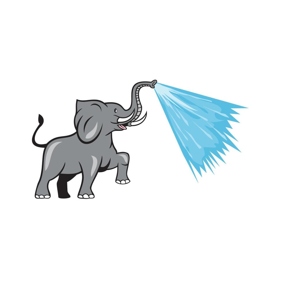 Elephant Marching Spraying Water Cartoon vector