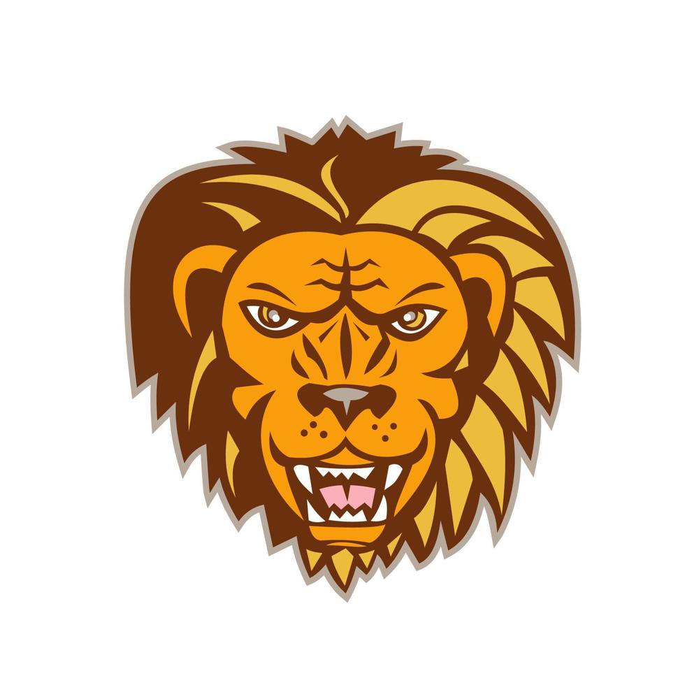 Angry Lion Big Cat Growling Head Retro vector