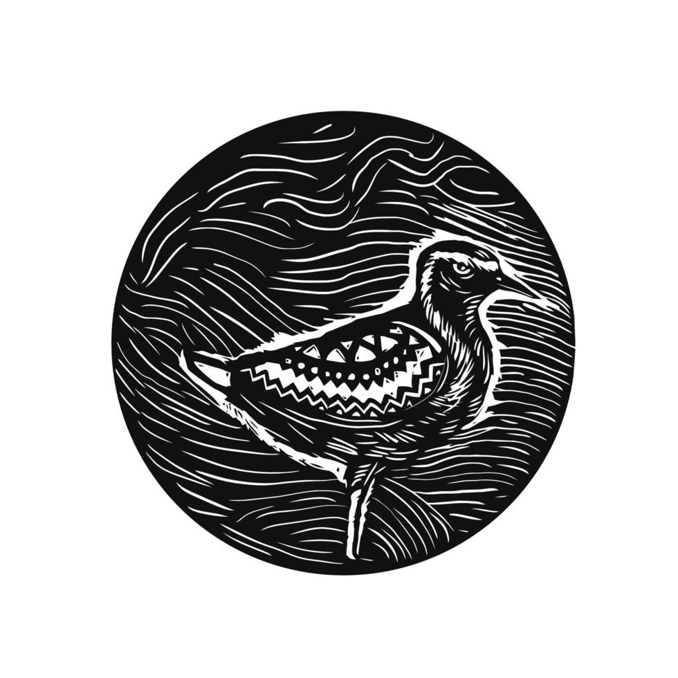 Golden Plover Standing Circle Tribal Art vector