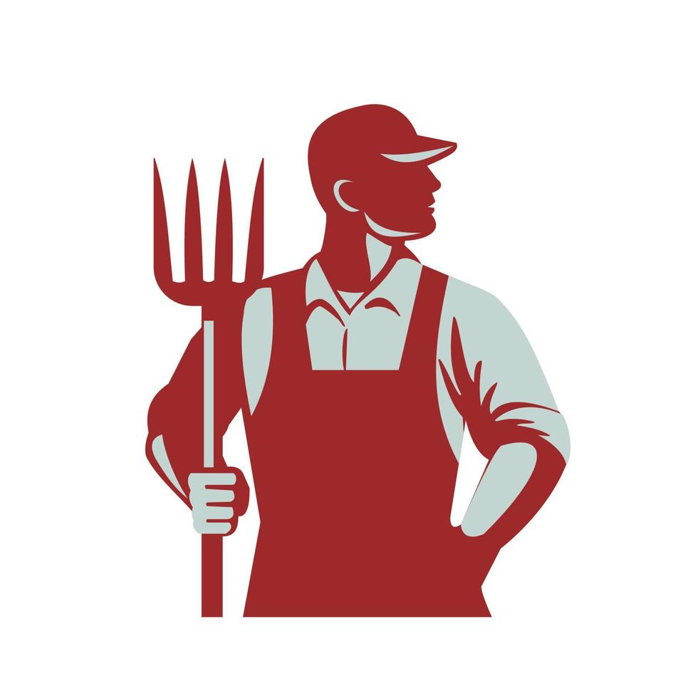 Organic Farmer Pitchfork Retro vector