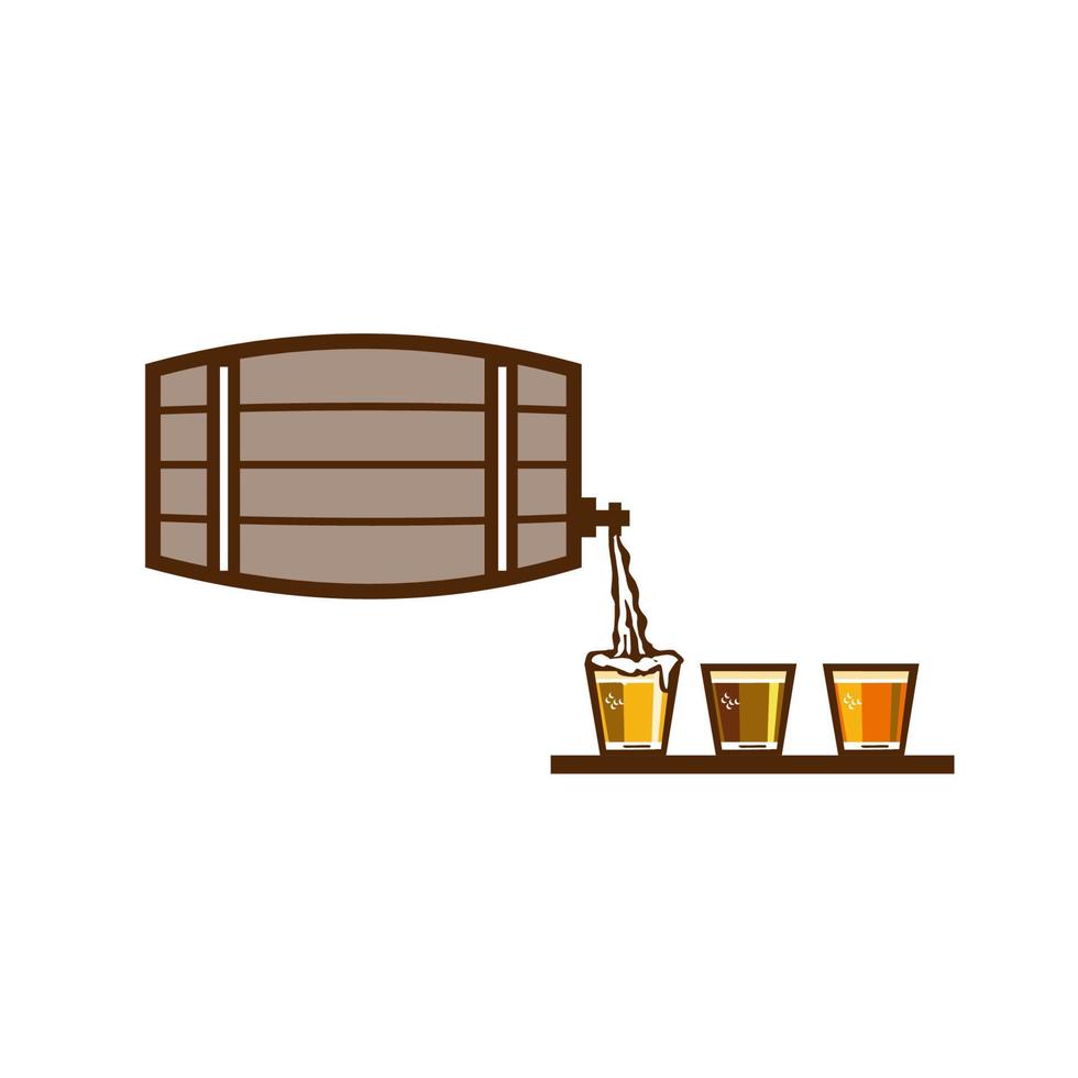 Beer Flight Keg Pouring on Glass Retro vector