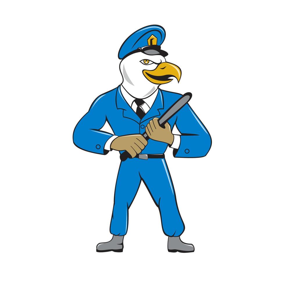 Bald Eagle Policeman Baton Cartoon vector